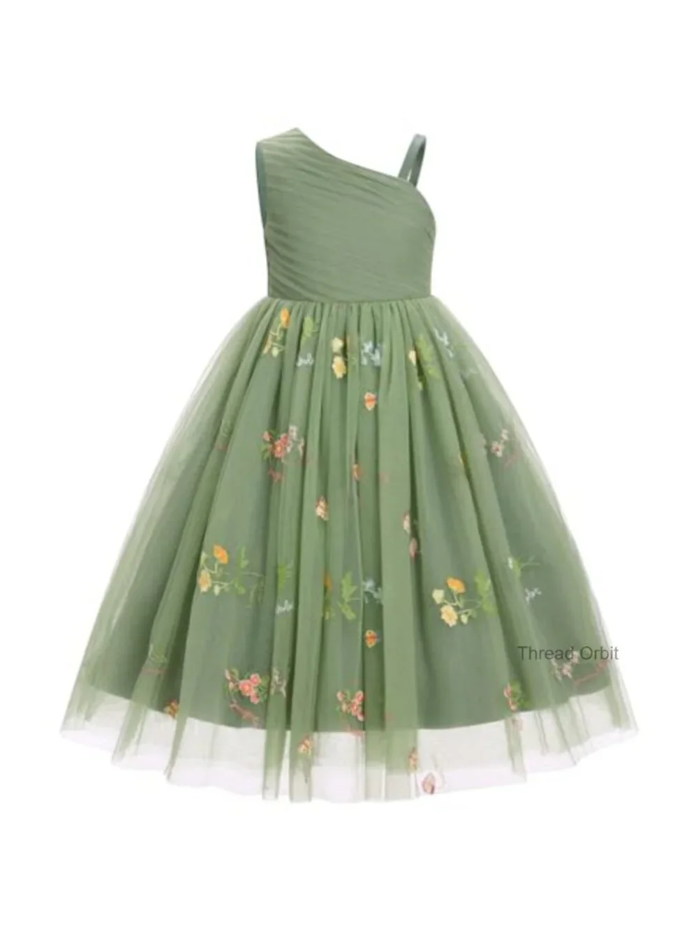 Floral Embroidery A-Line Tulle Flower Girl Dress Pageant Party